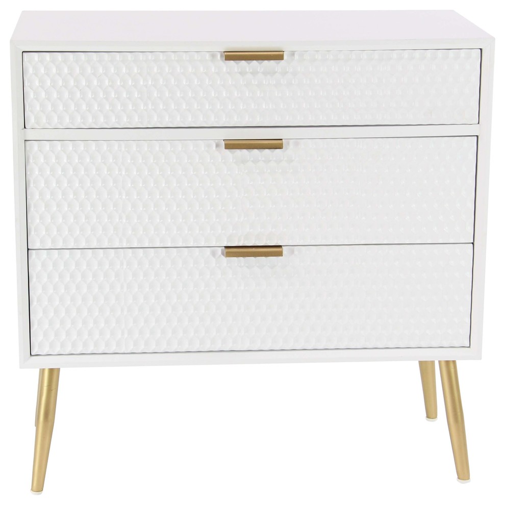 Zimlay Modern White 3 Drawer Wooden Chest 60216   Midcentury   Accent Chests And Cabinets   by Brimfield  ampMay  Houzz