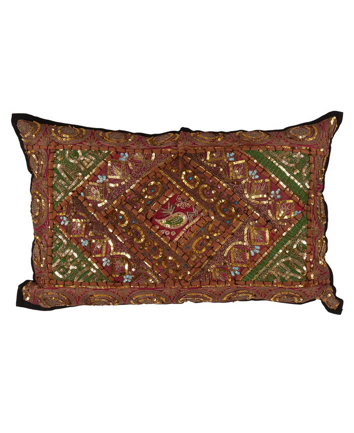 Saro Lifestyle Handmade Sari Sitara Decorative Pillow， 14