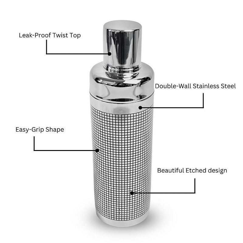 Etched Stainless Steel Cocktail Shaker