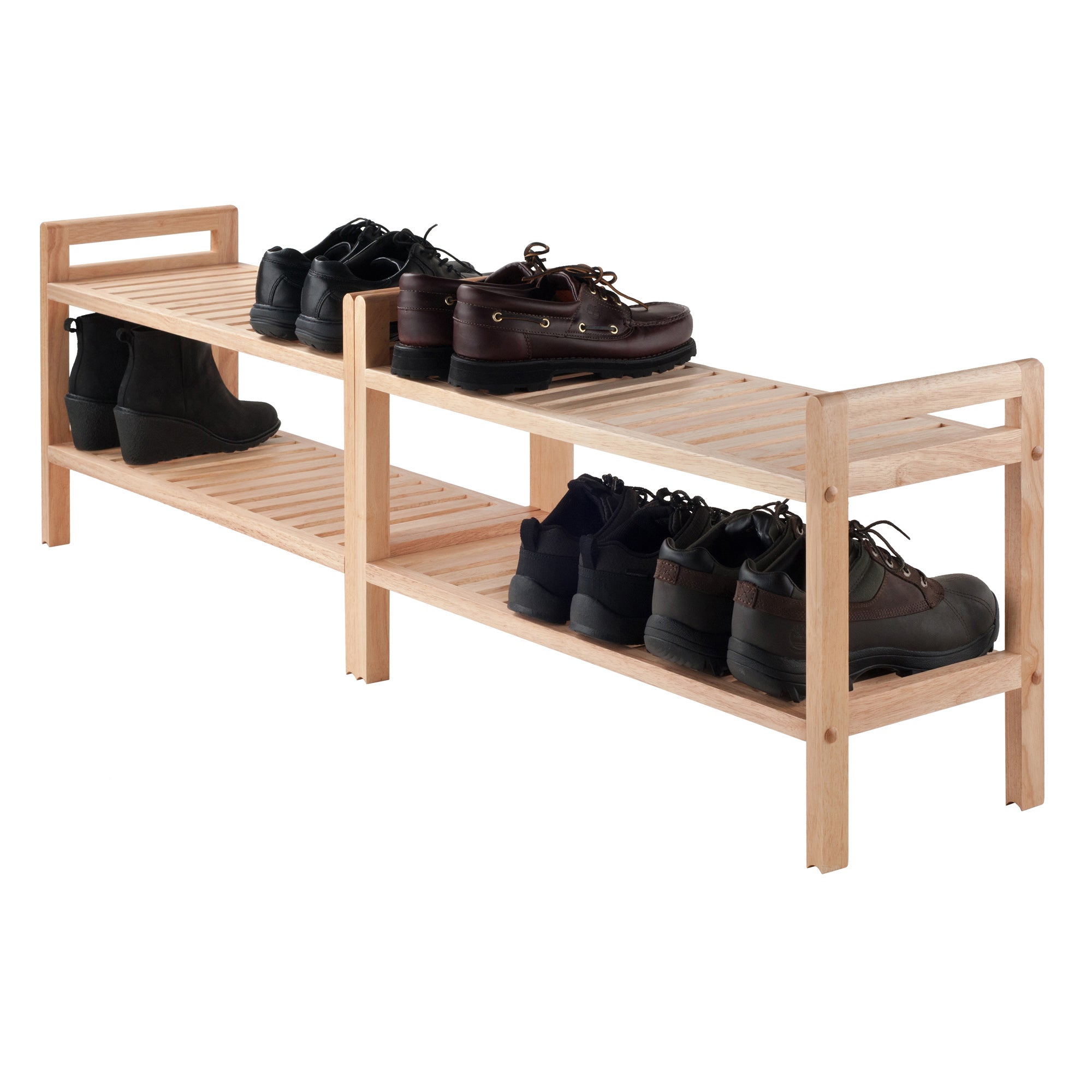 Winsome Wood Mercury 2-Piece Stackable Shoe Rack， Natural Finish