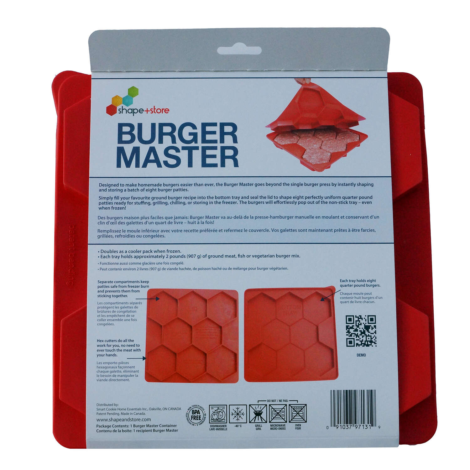 Shape+Store Red Plastic Burger Press 32 oz