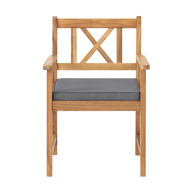 Manchester 2pk Acacia Wood Outdoor Chairs With Weather resistant Cushions Alaterre Furniture