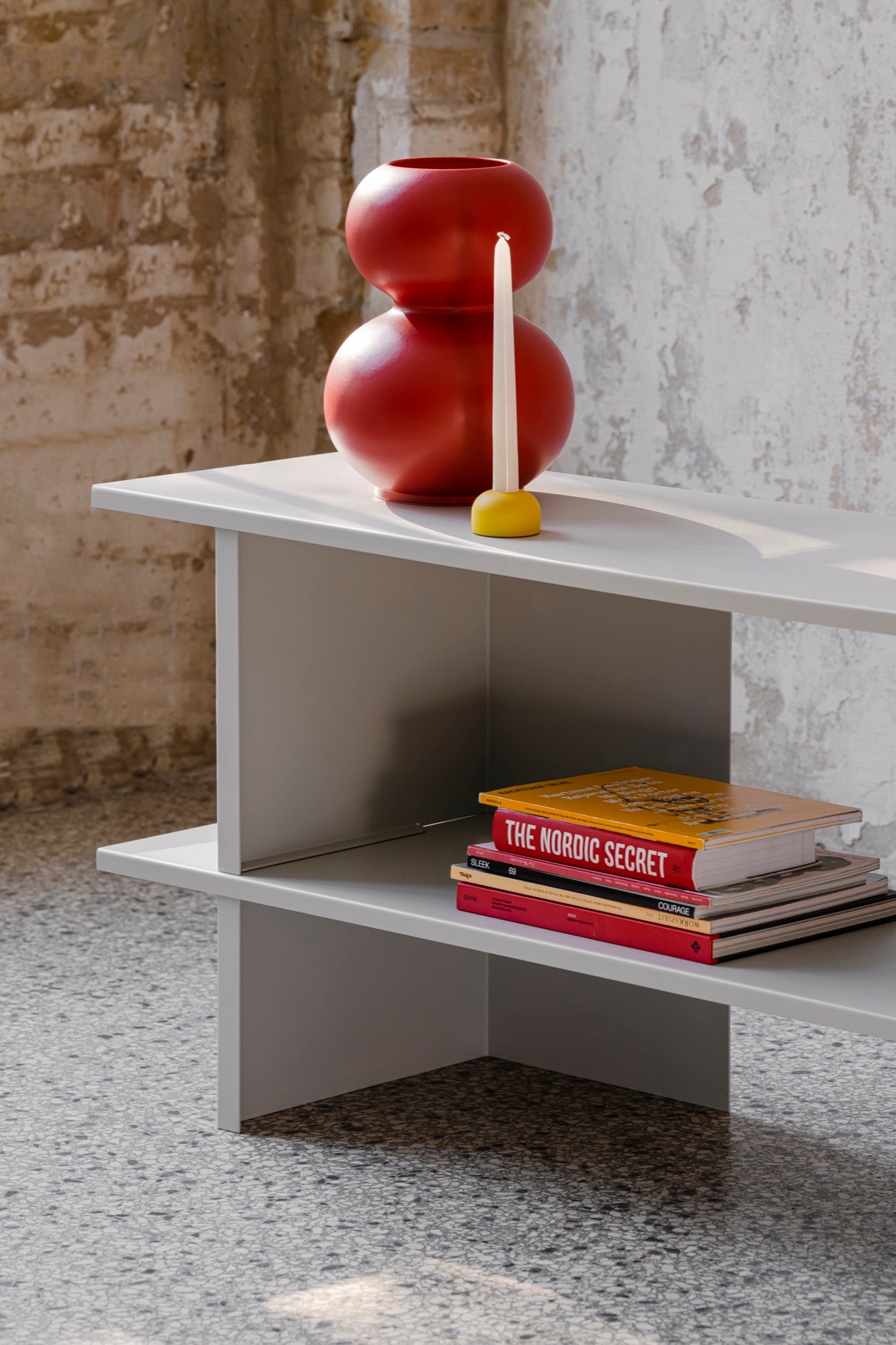 Wooden Open Bookcase with Ladder Shelves