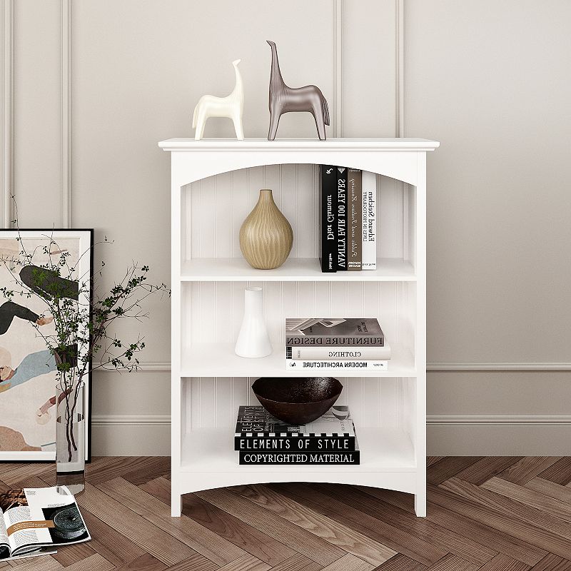 eHemco 3 Tier Bookcase with 2 Arched Supports