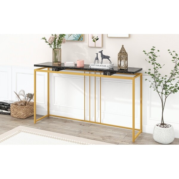 Console Table， Extra Long Entryway Table with Metal Frame