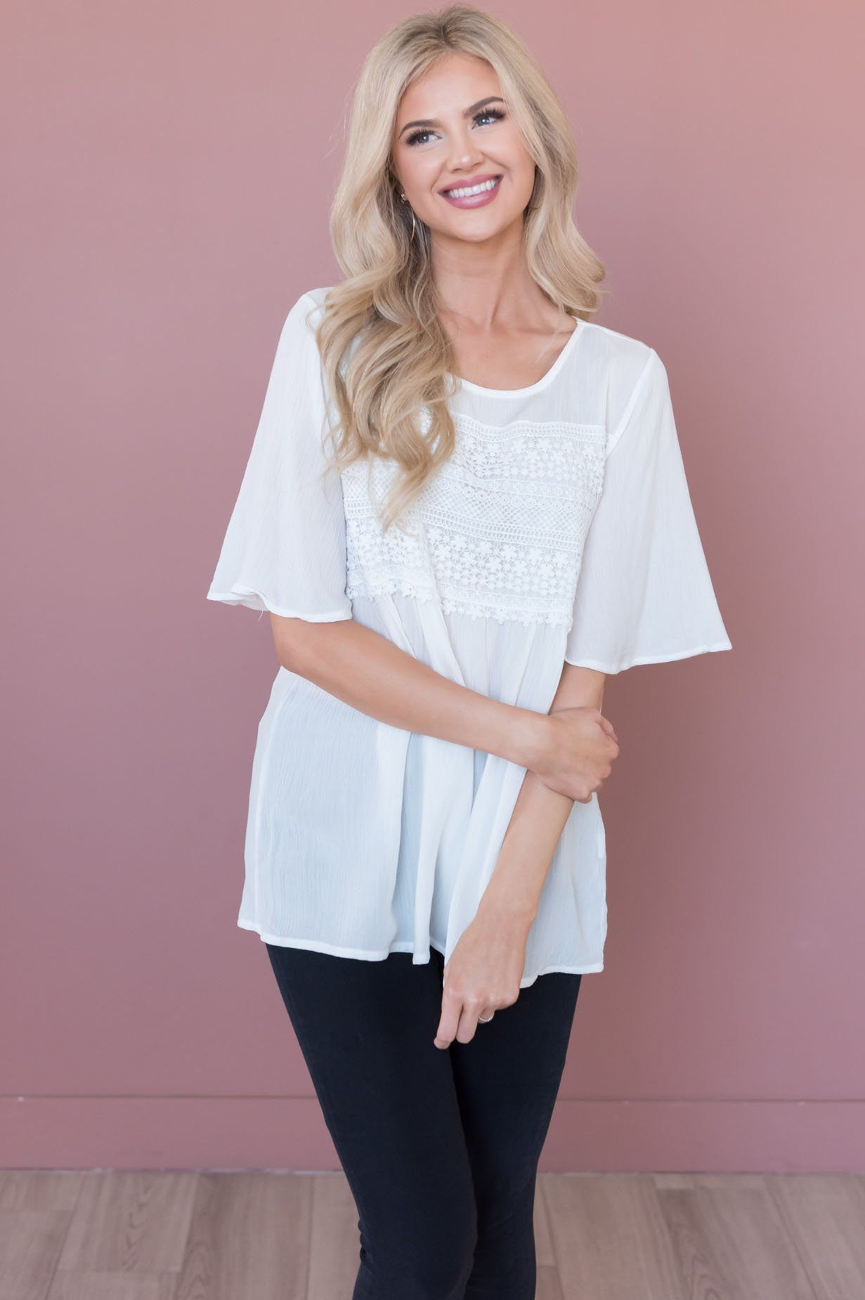 Delightful Days Ahead Modest Lace Bodice Top