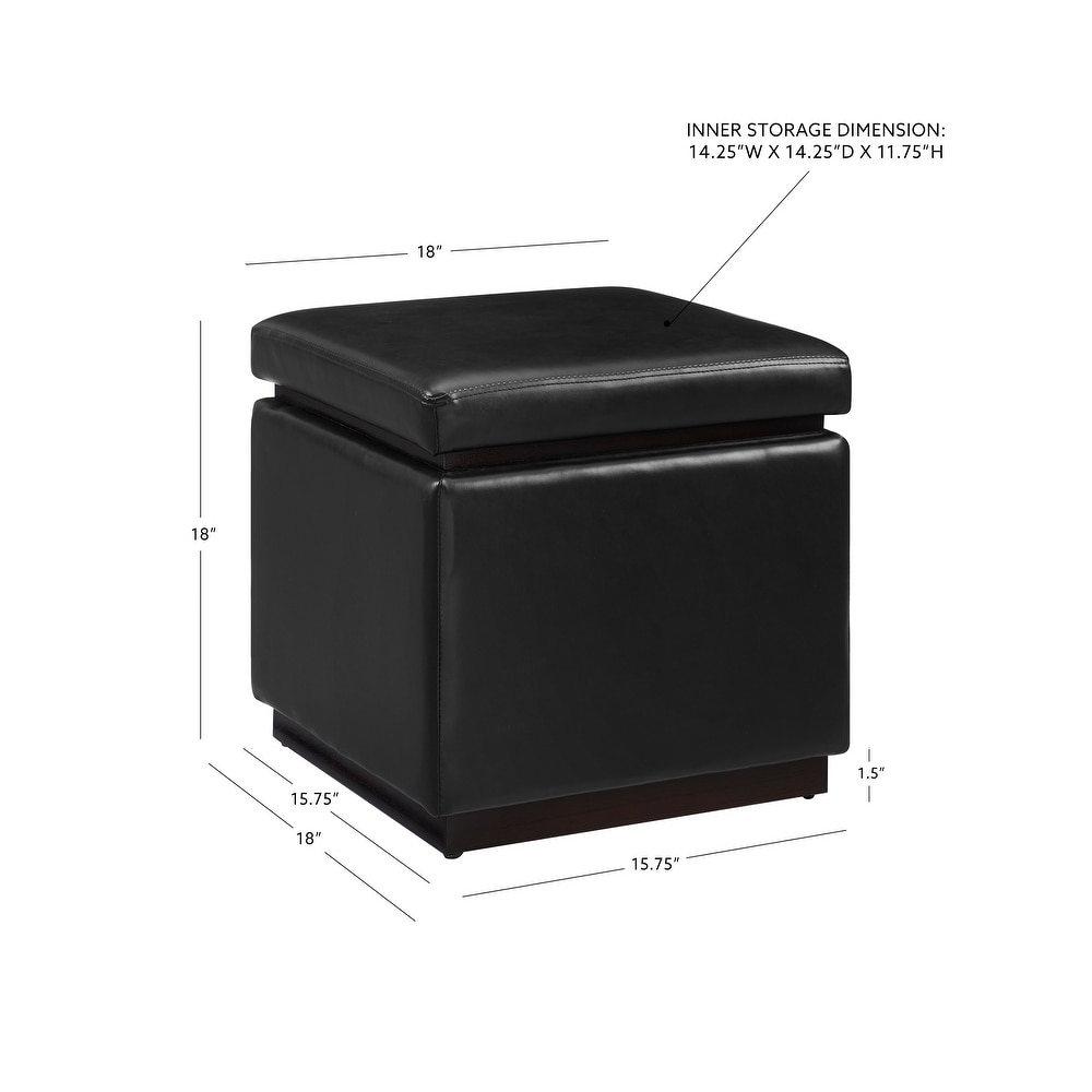 Rue Faux Leather Square Storage Ottoman