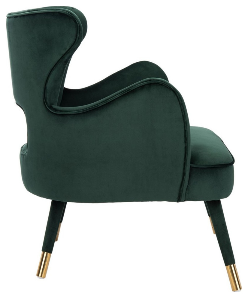 Thelma Wingback Arm Chair  Forest Green/Gold   Midcentury   Armchairs And Accent Chairs   by Rustic Home Furniture Deco  Houzz