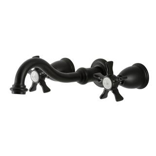 Kingston Brass Hamilton 2-Handle Wall-Mount Roman Tub Faucet in Matte Black (Valve Included) HKS3020NX