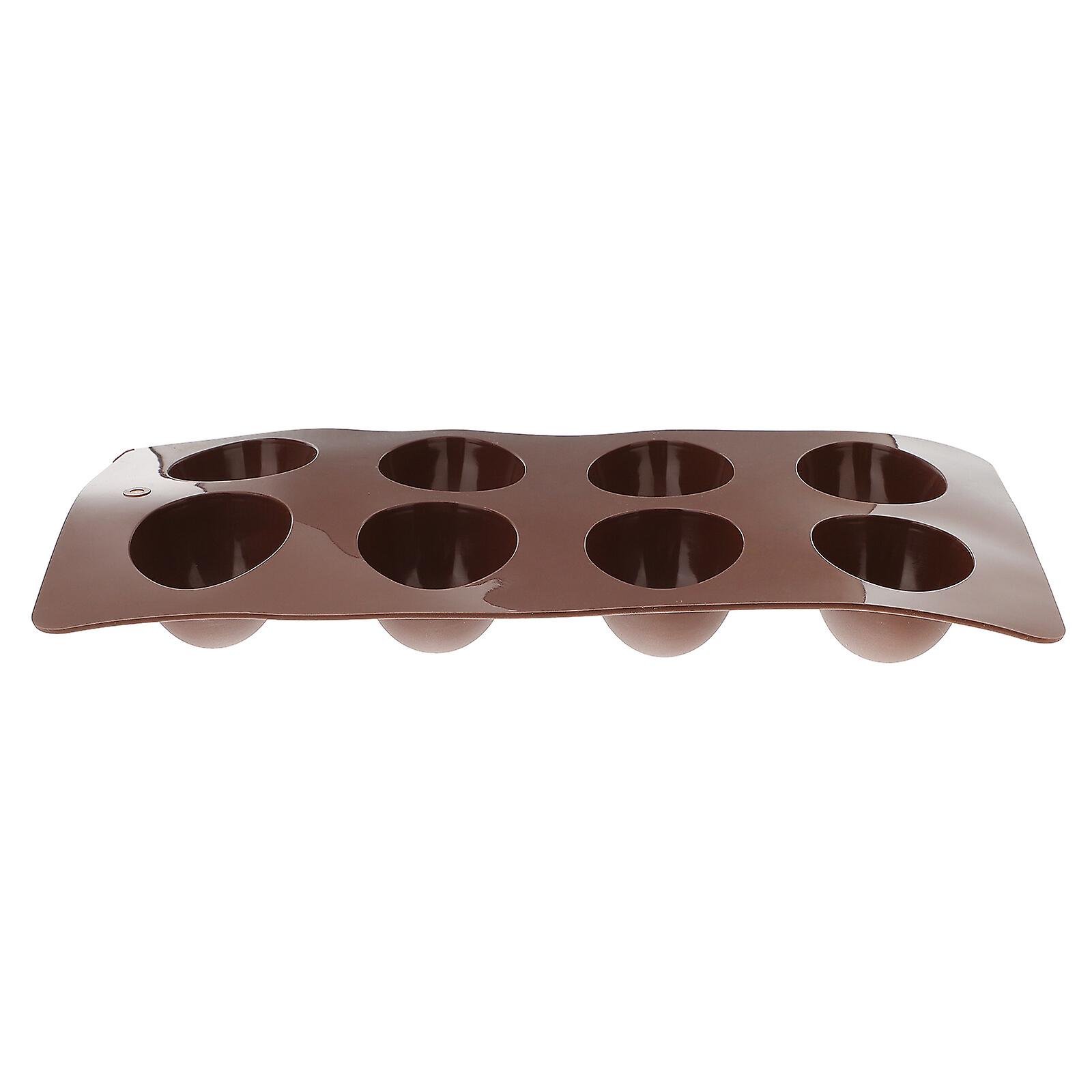 8 Cavity Easter Egg Silicone Diy Chocolate Candy Cupcake Jelly Baking Mould Mold Ice Cube Tray (coffee)