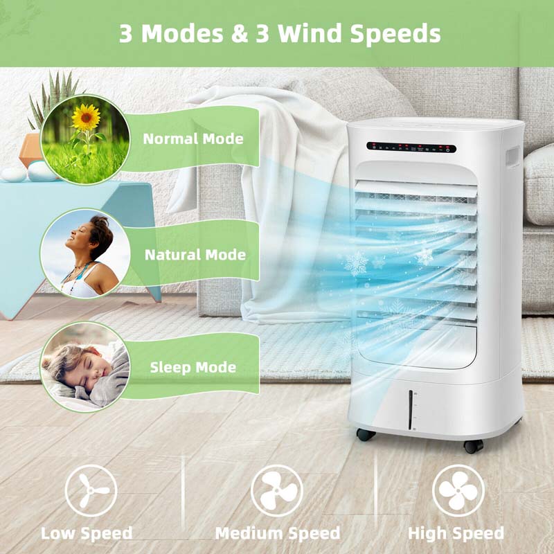 4-in-1 Portable Evaporative Air Cooler Fan Humidifier Purifier with Remote, Timer, 3 Wind Modes, 10L Water Tank