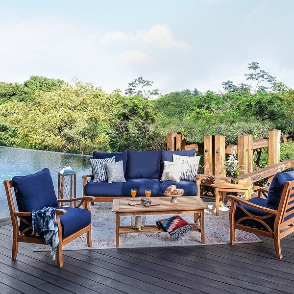 Cambridge Casual Lowell 5piece Teak Wood Outdoor Conversation Set with cushion