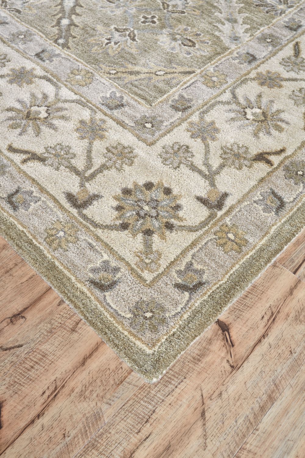 Botticino Hand Tufted Green and Beige Rug by BD Fine