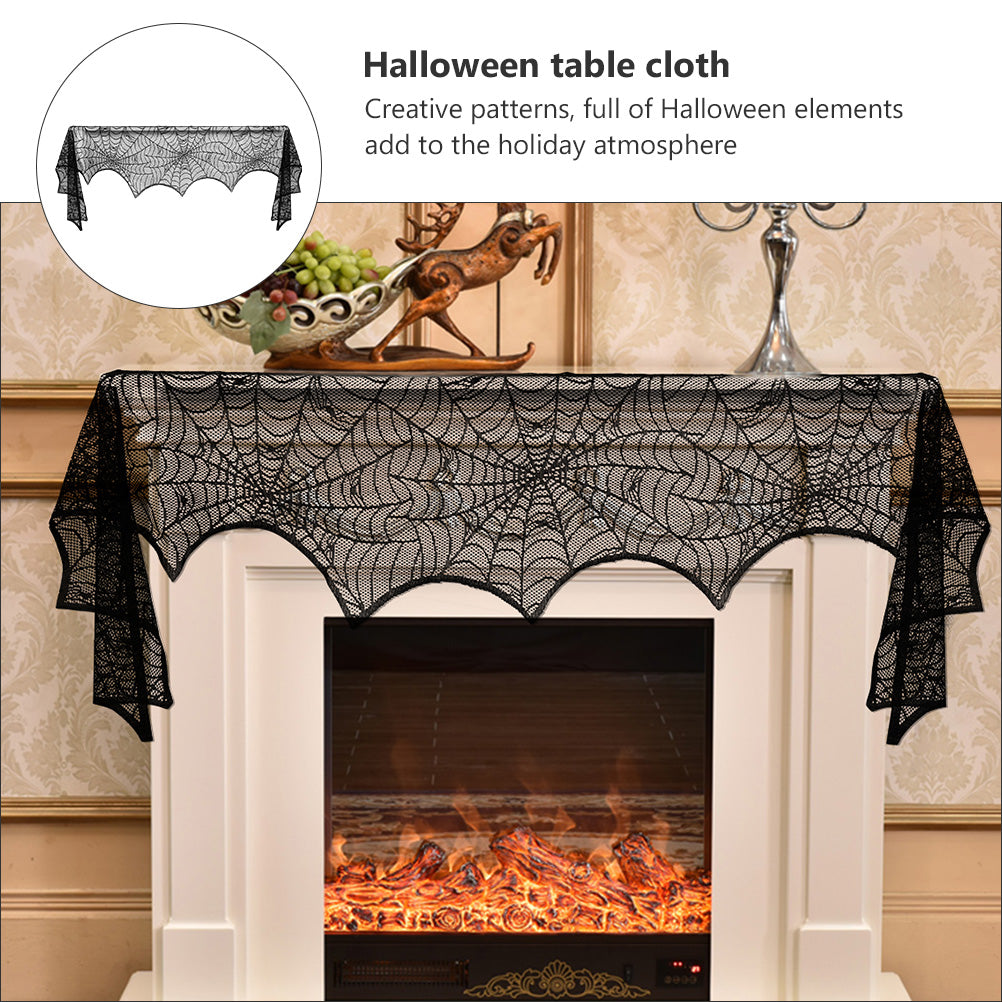 Frcolor Table Cover Party Holiday Lace Tablecloth Scarves Runner Linen Topper Scarf Home Kitchen Tablecloth Cover Spider Cobweb