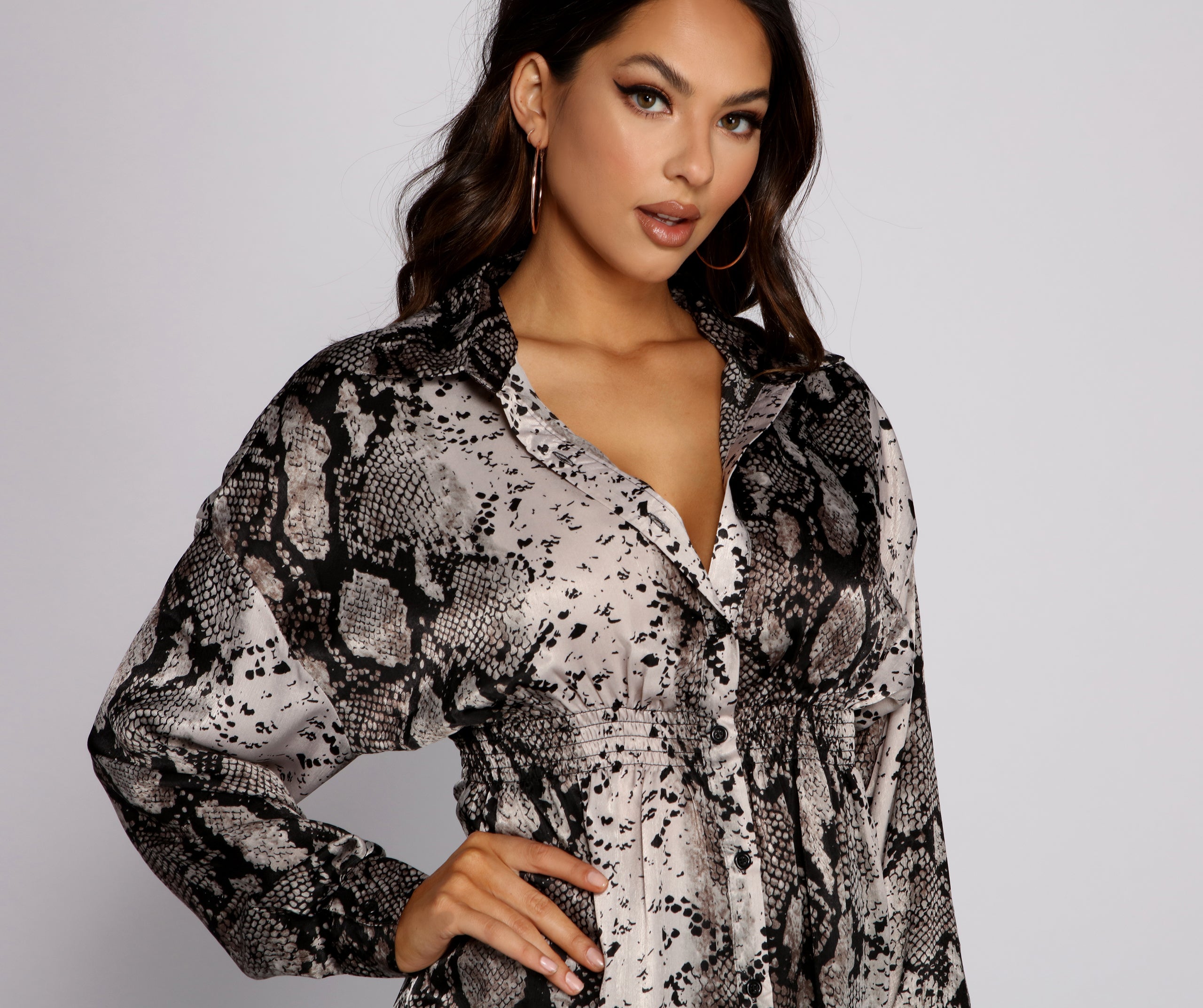 Satin Stunner Snake Print Tunic