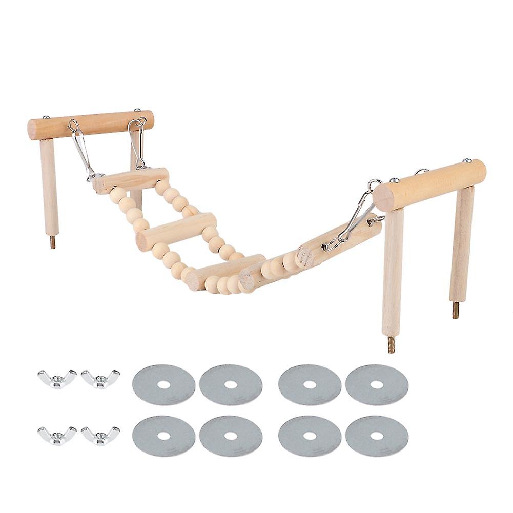 Natural Wood Parrot Toy Bird Climbing Ladder Swing Standing Chewing Toy Gift Cage Supplies