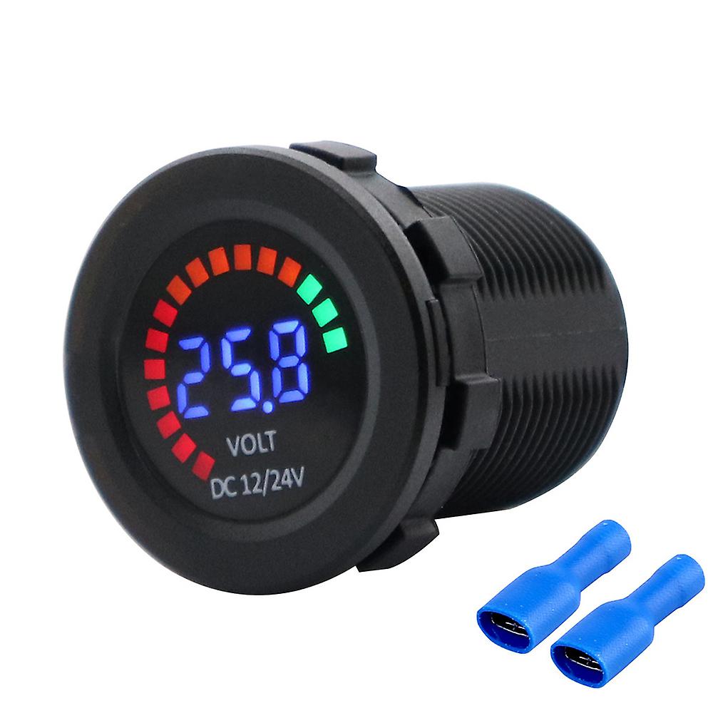 Black New 12/24v Color Led Dc Digital Display Voltmeter With Low Pressure Buzzer Alarm Waterproof Tester Volt Gauge For Car Motorcycle Truck Boat Mari