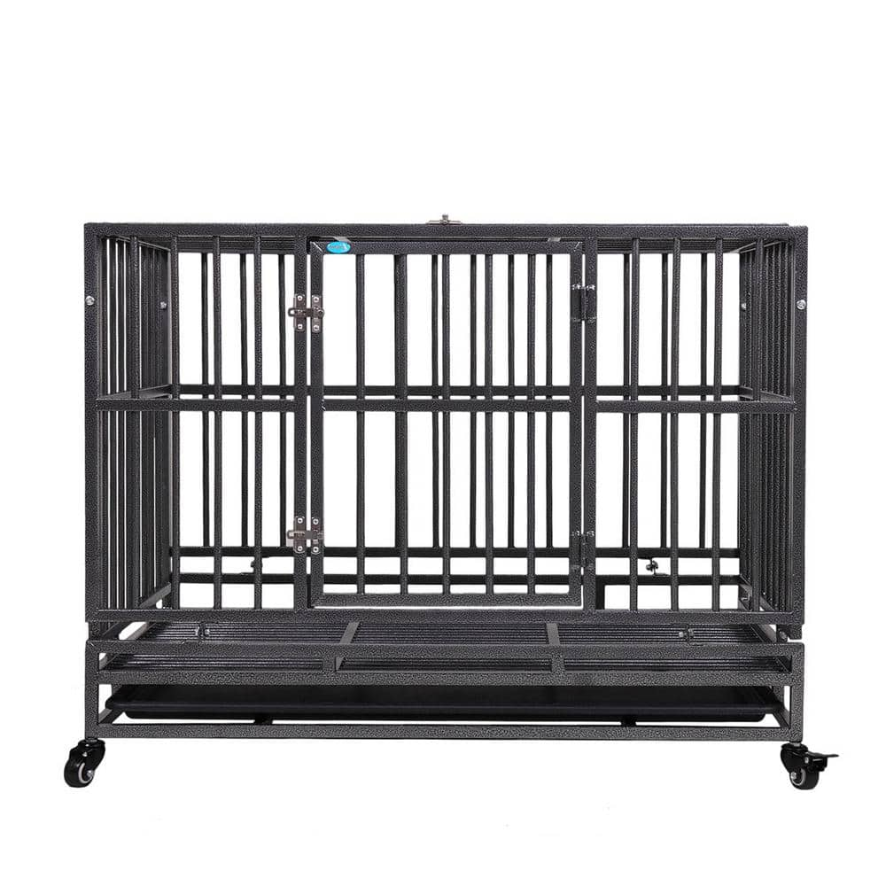 COZIWOW 3 ft. L x 2 ft. W x 2.5 ft. H Dog Crate Kennel with Tray and Wheels, Openable Top CW12L0313