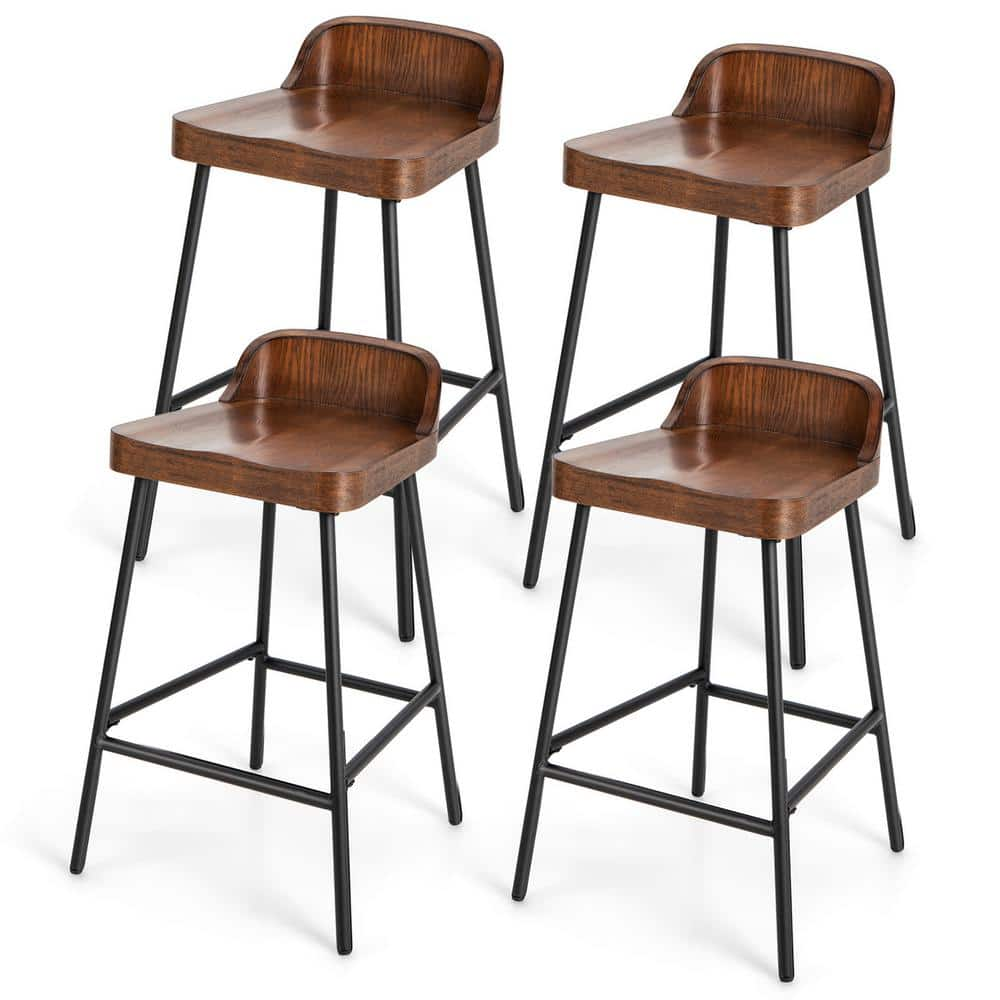 Gymax 4PCS 28 in.  Low-Back Bar Stool Industrial Counter Height Chair Stool GYM09678