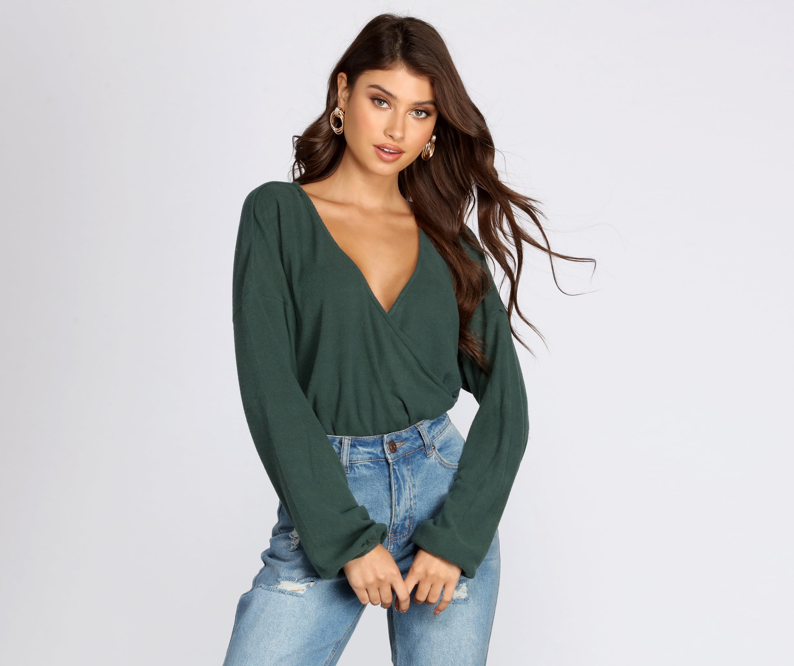 Loving Knit Wrap Front Bodysuit