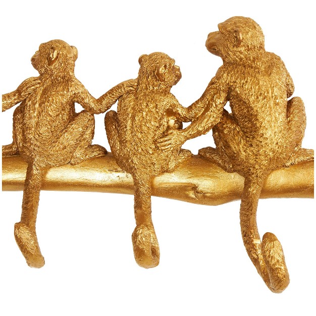 Polystone Monkey Textured 4 Hanger Wall Hook Gold Olivia amp May