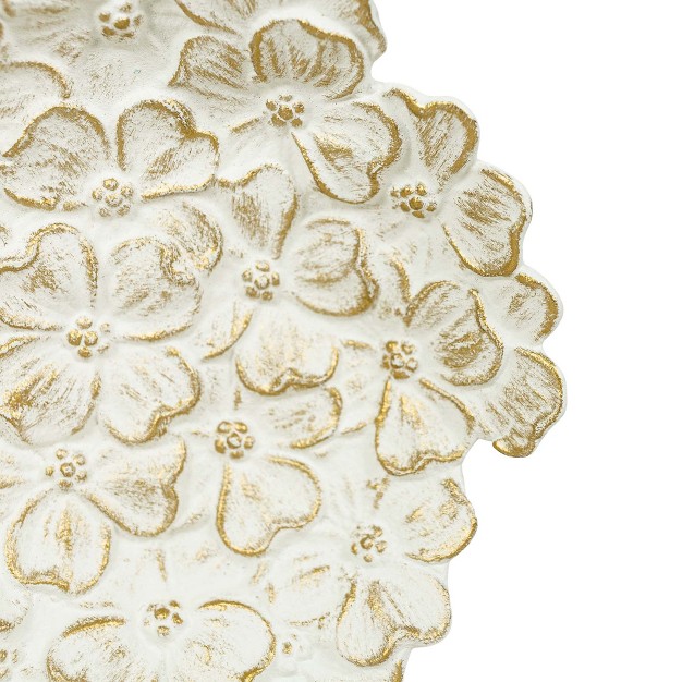 Embossed Floral Trinket Dish White Cast Iron By Foreside Home amp Garden