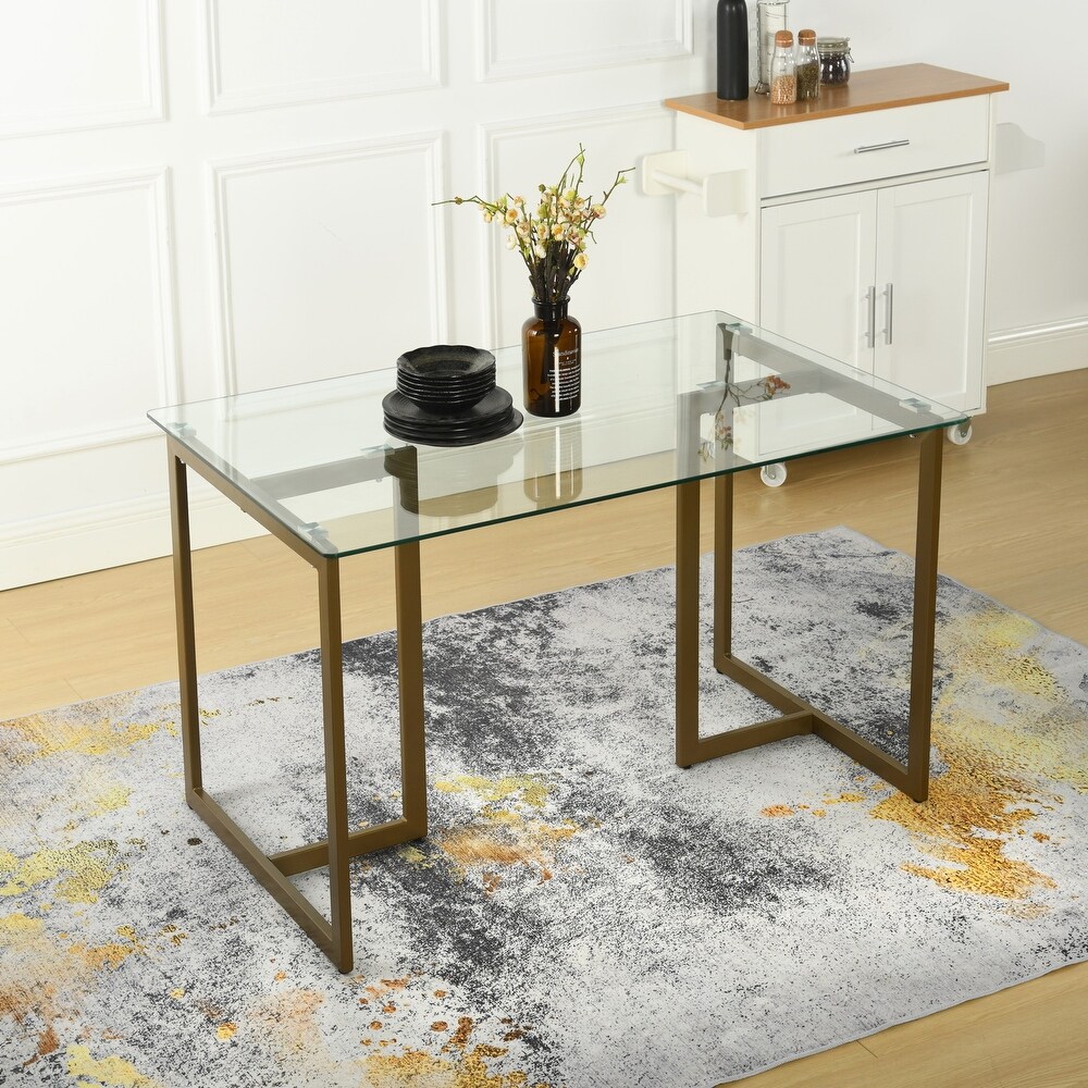 Homy Casa 47'' W Rectangular Dark Bronze Transparency Dining Table