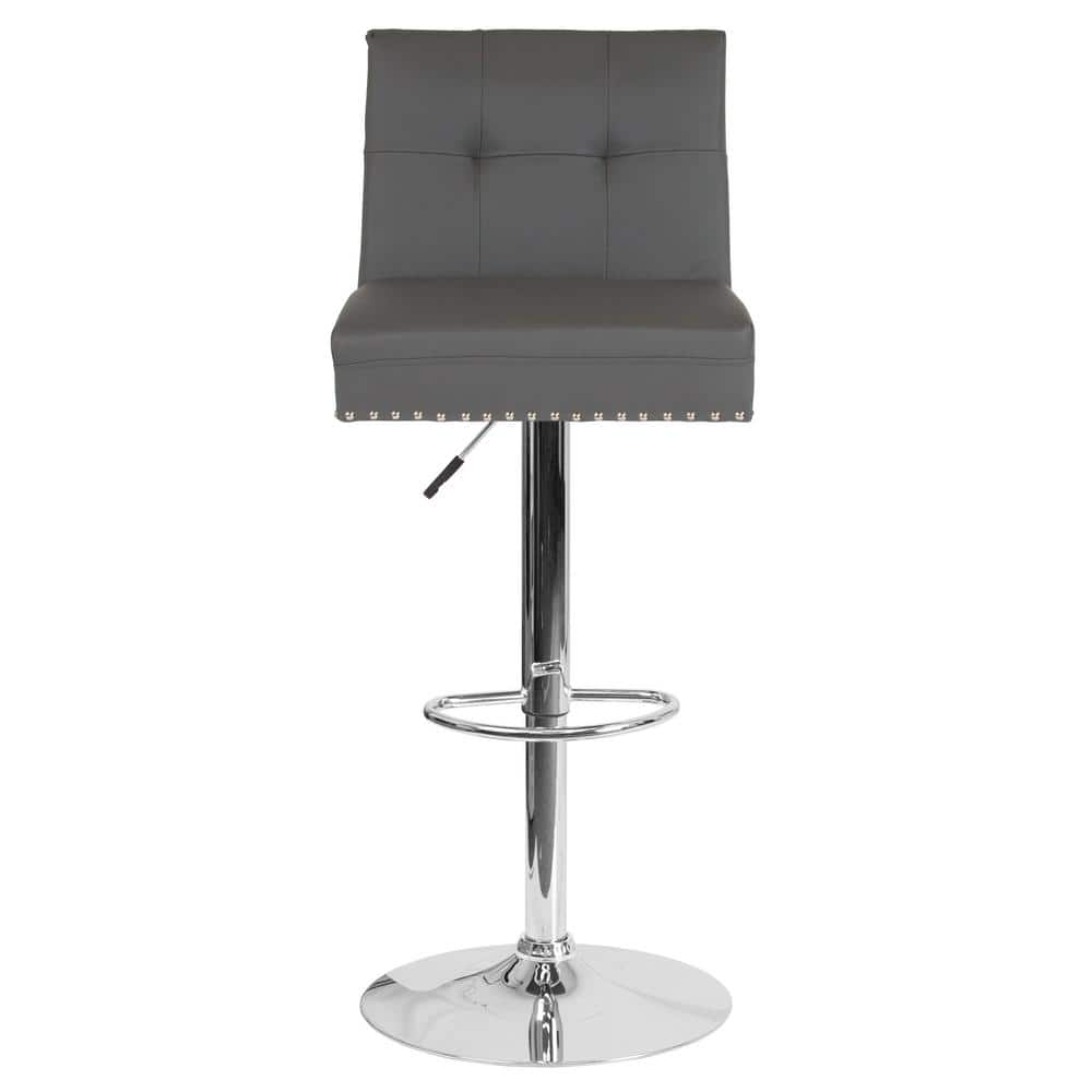 Carnegy Avenue 34 in. Adjustable Height Gray Leather Bar Stool CGA-DS-231721-GR-HD