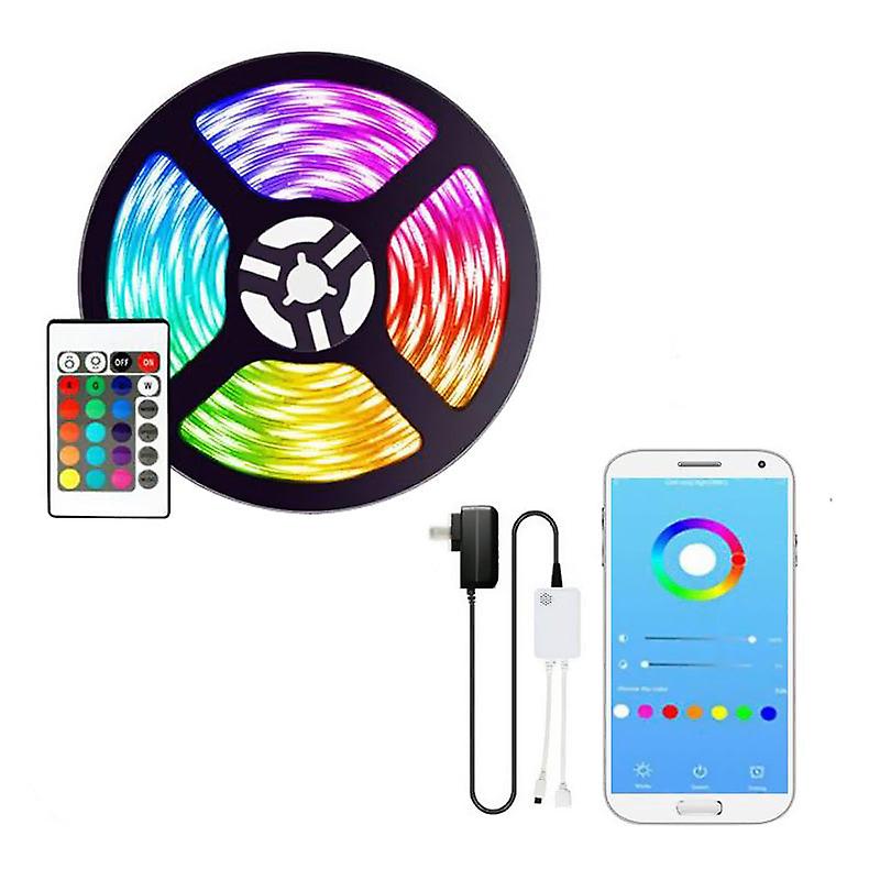 Smartphone controlled led strip light kit plugged in