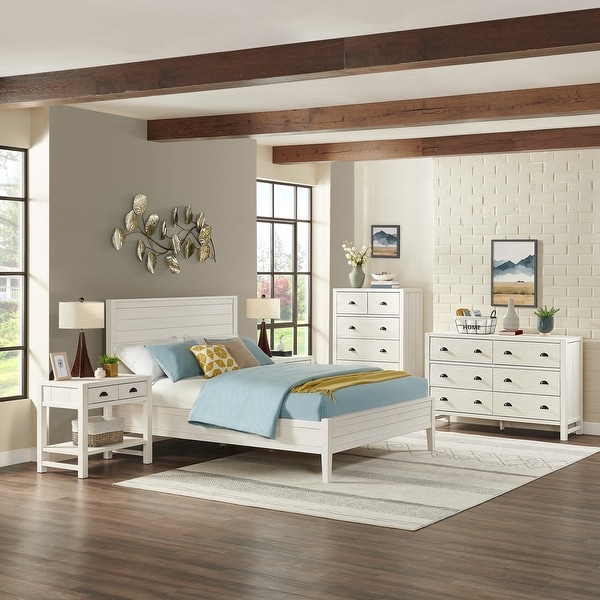 Arden 5-Piece Wood Bedroom Set with Queen Bed， Two 2- Nightstands with open shelf， 5-Drawer Chest， 6-Drawer Dresser - - 35679113