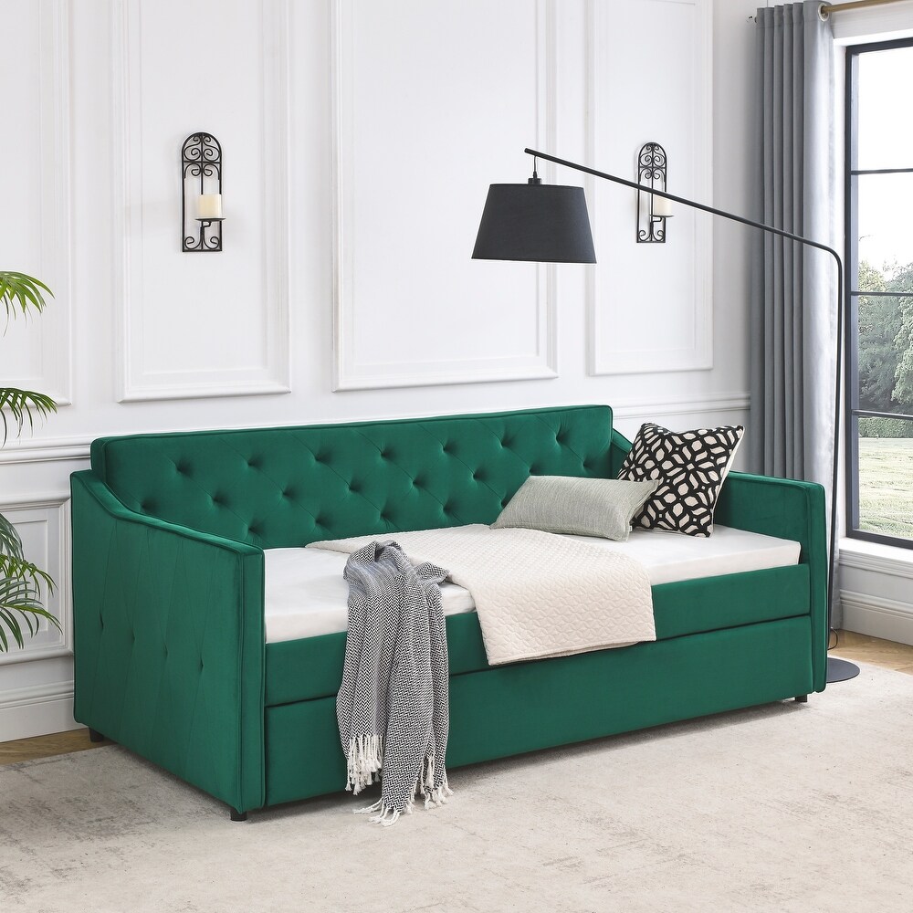 Sofa Bed  Twin Size Daybed with Twin Size Trundle Upholstered Tufted Sofa Bed  Sleeper Sofa