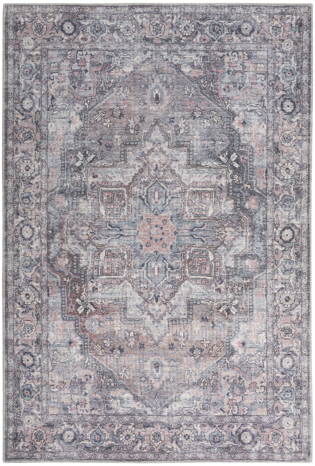 Machine Washable Series Grey Vintage Rug