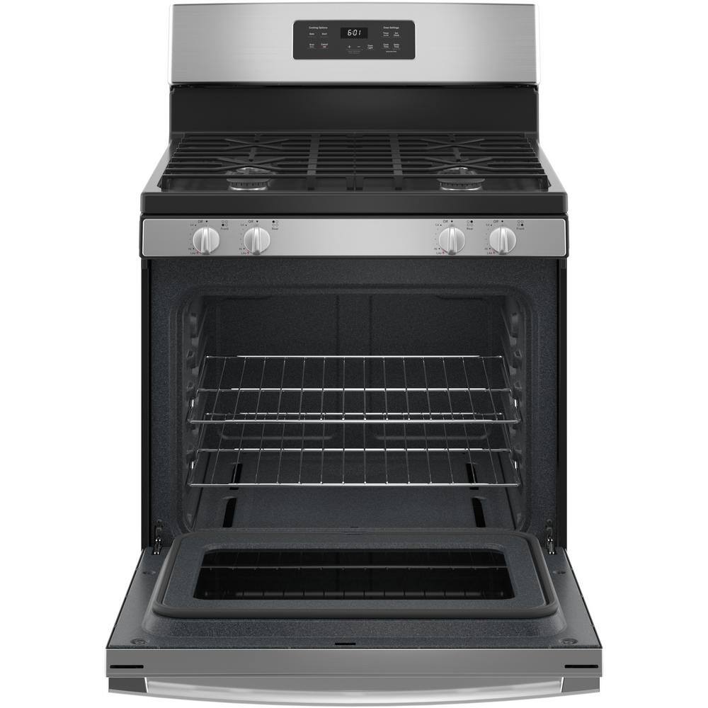 GE 30 in. 4.8 cu. ft. Freestanding Gas Range in Stainless Steel JGBS61RPSS