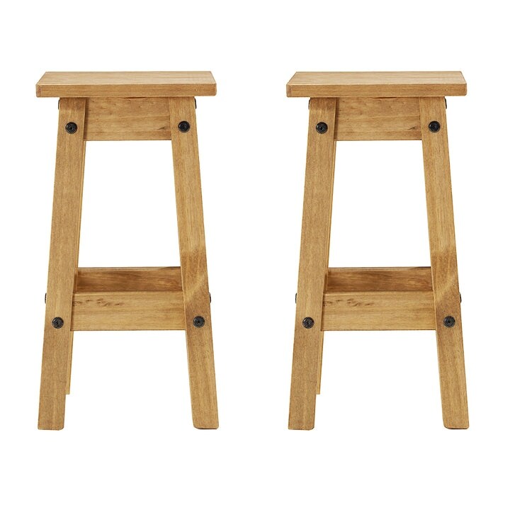 Wood Set of 2 Kitchen Stools Corona Collection  Furniture Dash