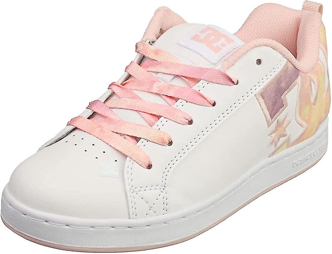 DC Court Graffik Peach White Womens Leather Skate Trainers