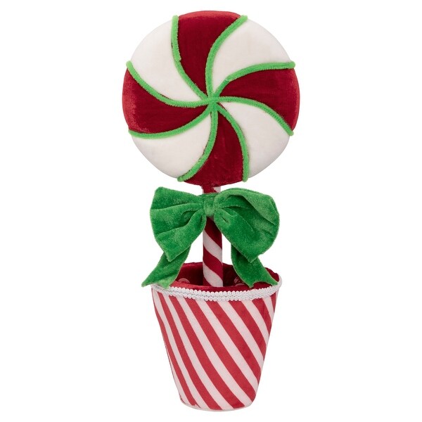 Plush Potted Peppermint Twist Lollipop Christmas Decoration