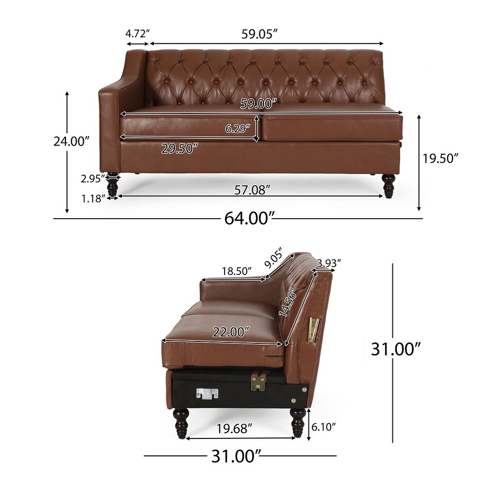 Furman Contemporary Tufted Chaise Sectional by Christopher Knight Home