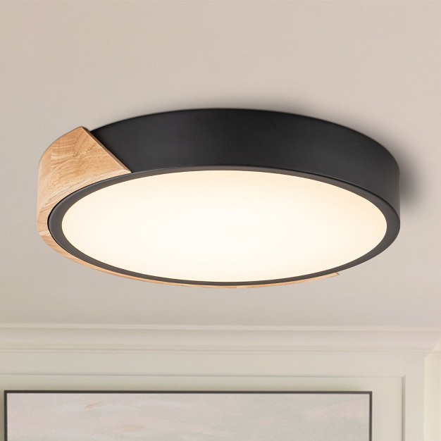 C Cattleya 12 75 In Black Dimmable 20 watt Selectable Led Flush Mount Ceiling Light