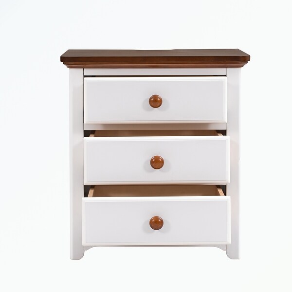 Nightstand with USB Charging Ports and Three Drawers - - 36934055