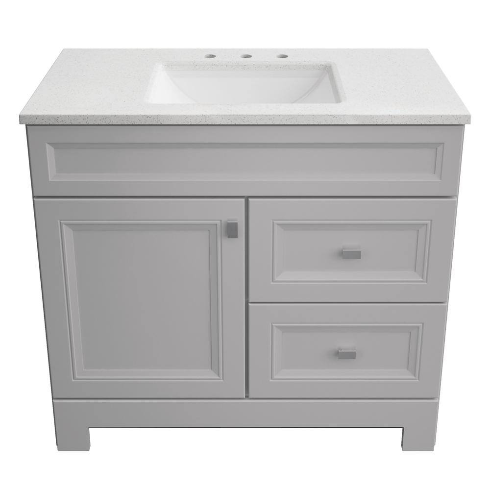 Home Decorators Collection Sedgewood 36.5 in. W x 18.8 in. D x 34.4 in. H Freestanding Bath Vanity in Dove Gray with Arctic Solid Surface Top PPLNKDVR36D