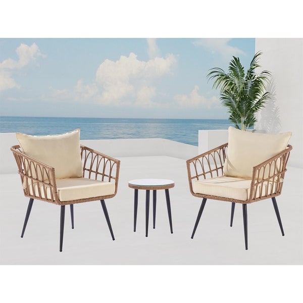 3 Piece Outdoor Garden Patio Bistro set with Side Table - Overstock - 37422065