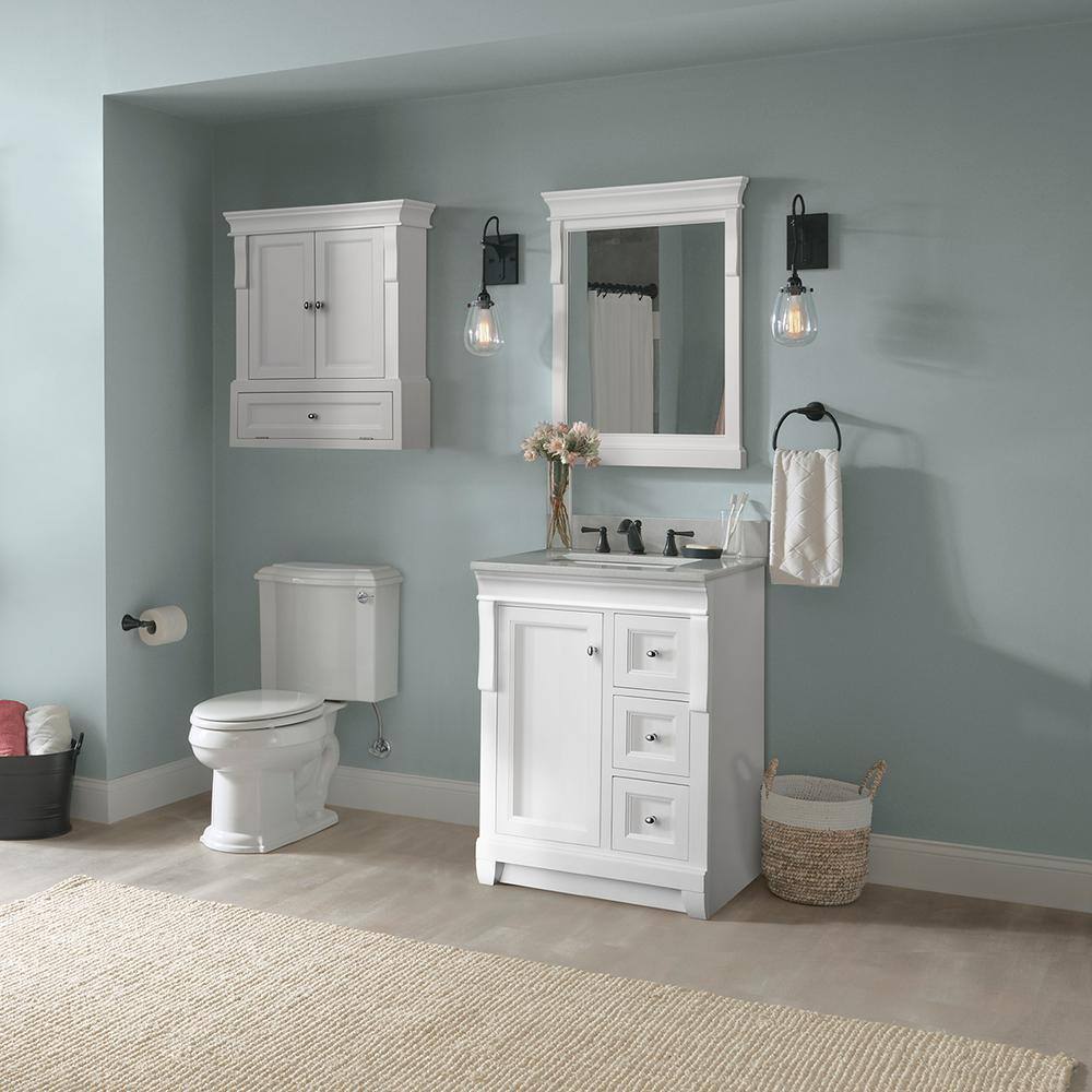 Home Decorators Collection Naples 24 in. W Bath Vanity Cabinet Only in White with Right Hand Drawers NAWA2418D