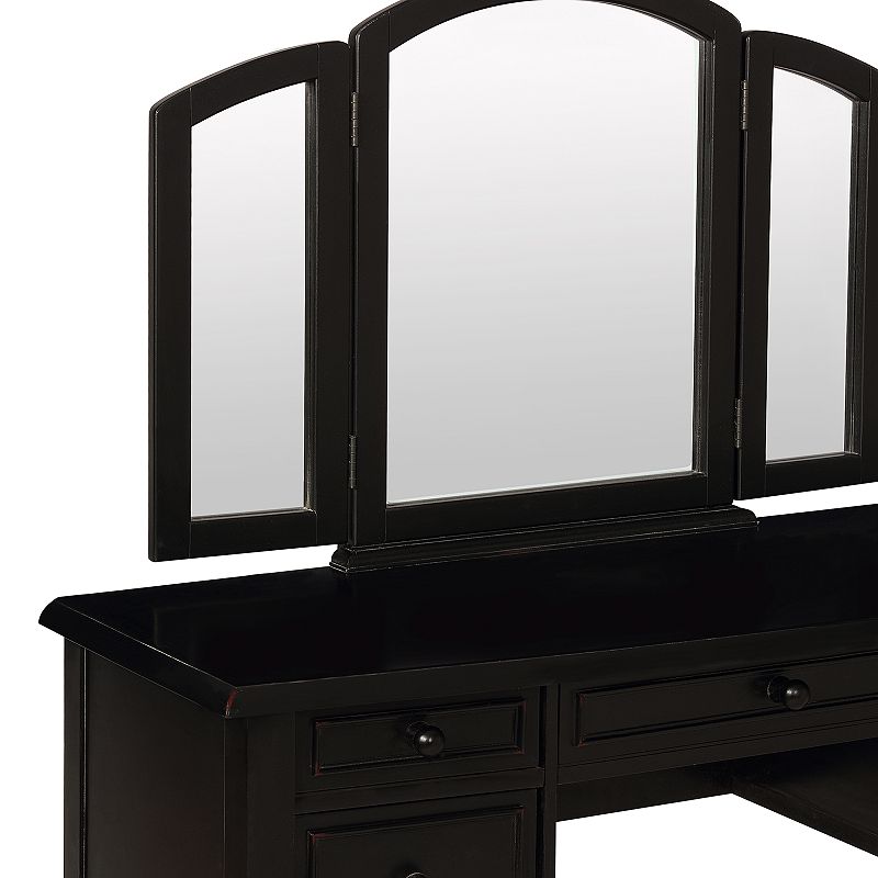 Linon Vanity， Mirror and Bench 3-piece Set