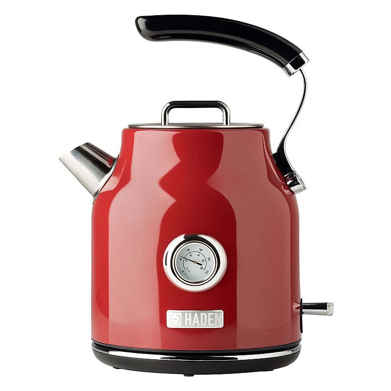 Haden Dorset 1.7 Liter Cordless Electric Kettle and 4 Slice Bread Toaster， Red