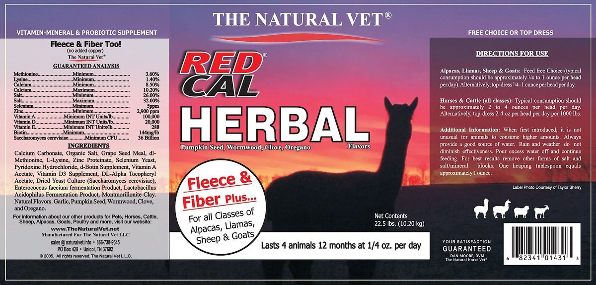 The Natural Vet Red Cal Multi-Species Herbal Fleece and Fiber Supplement