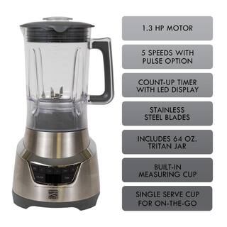 KENMORE Elite 64 oz. 5-Speed Stainless Steel Blender with 20 oz. Single-Serve Blending Cup KKEB1.3HSS