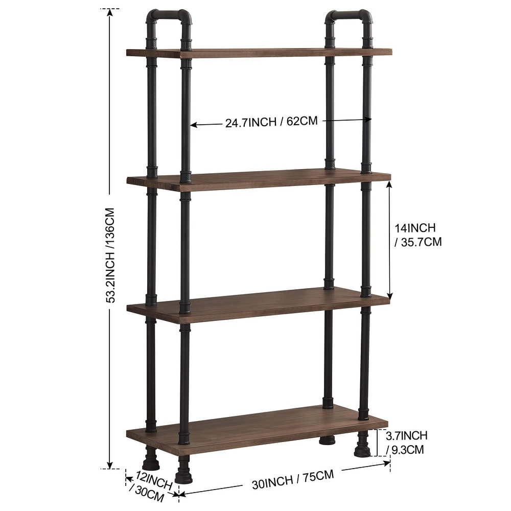 Ivinta Industrial Bookshelf 3/4/5/6 Shelf Bookcase  Rustic Shelves  Modern White Shelves