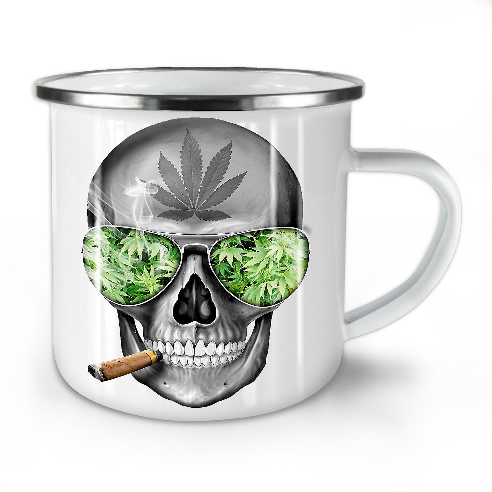 Skeleton Smoke Weed NEW WhiteTea Coffee Enamel Mug10 oz | Wellcoda