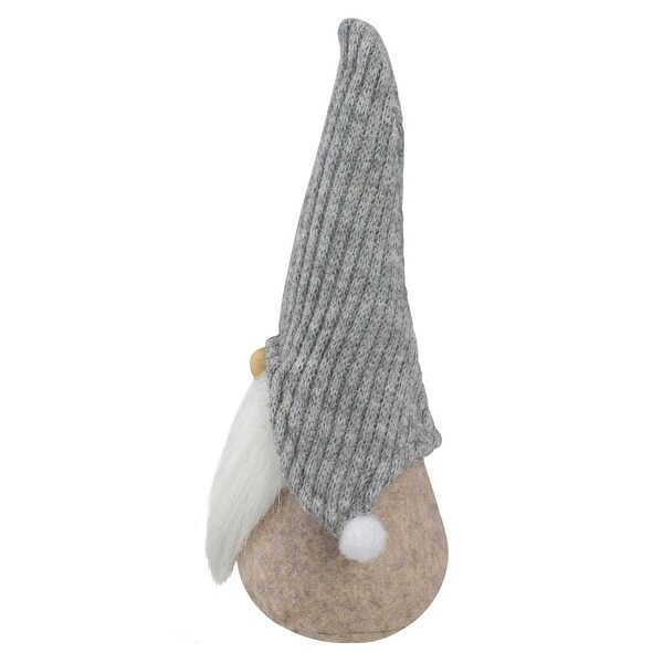 9 Beige and Gray Gnome with Knitted Hat Christmas Figure