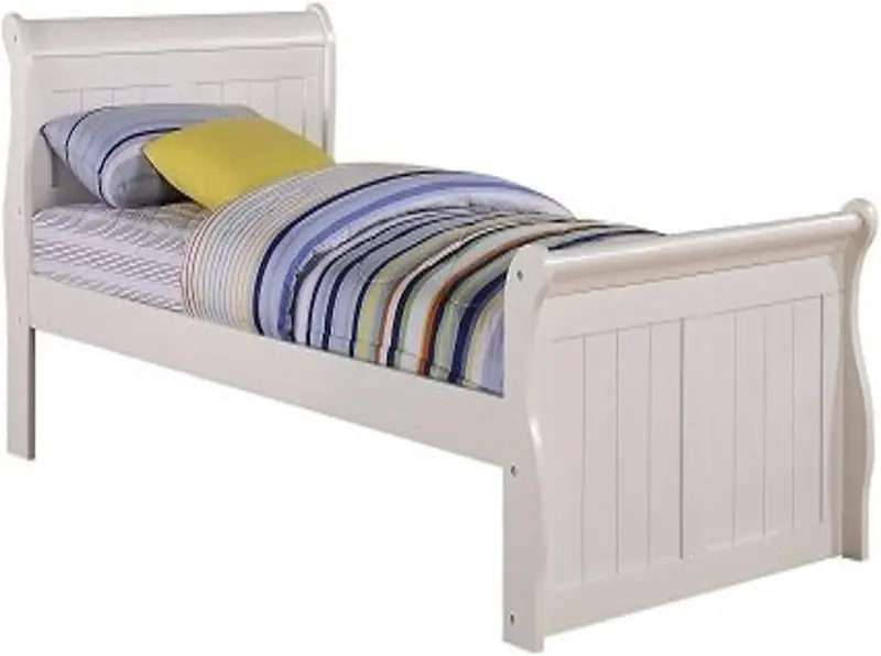 Mission White Twin Sleigh Bed